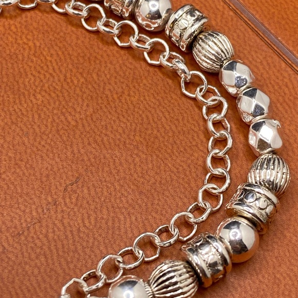 icon collection Cross Beaded & Chain Silvertone Bracelet NWT - Picture 6 of 7